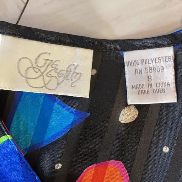 Vintage 80's Retro Shapes Striped Button Vest Small - Picture 6 of 6